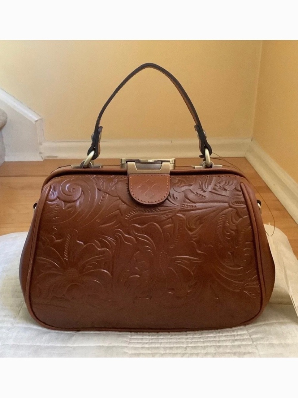 Patricia Nash Gracchi Tooled Leather Satchel, Florence Brown